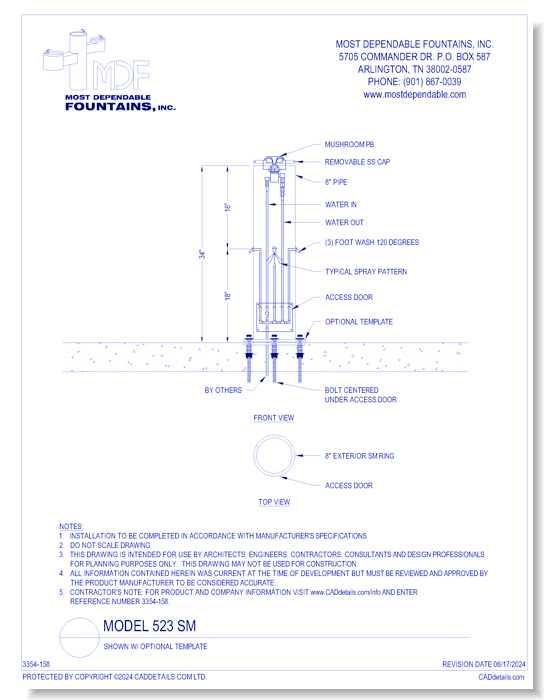 **523 SM** Shown With Optional Template