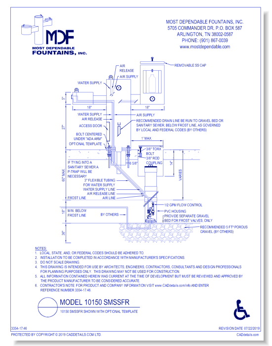 **10150 SMSSFR** Shown with Optional Template