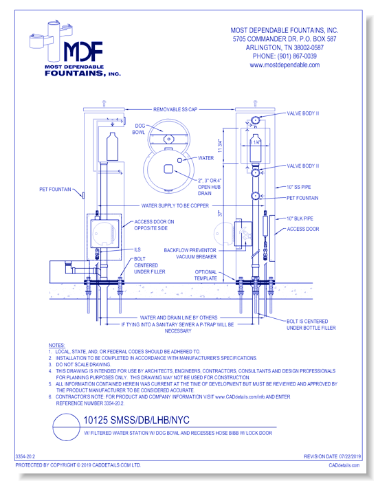 ** 10125 SMSS/DB/LHB/NYC ** w/ Filtered Water Station w/ Dog Bowl and Recesssed Hose Bibb w/ Lock Door