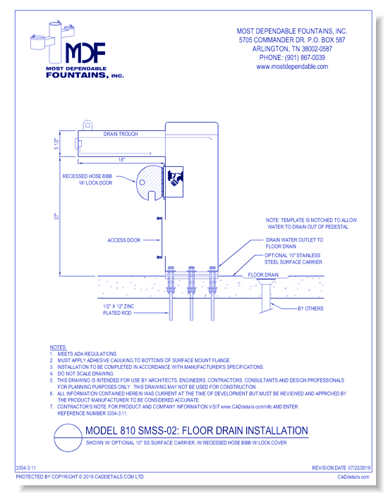 ** 810 SMSS-02** w/ 10 Inch SS Surface Carrier, Recessed HB w/ Lock Door