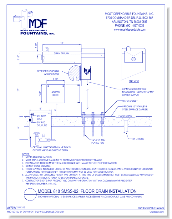 ** 810 SMSS-02** w/ 10 Inch SS Surface Carrier, Recessed HB w/ Lock Door, Kit UAVB, Kit COV w/ LPD