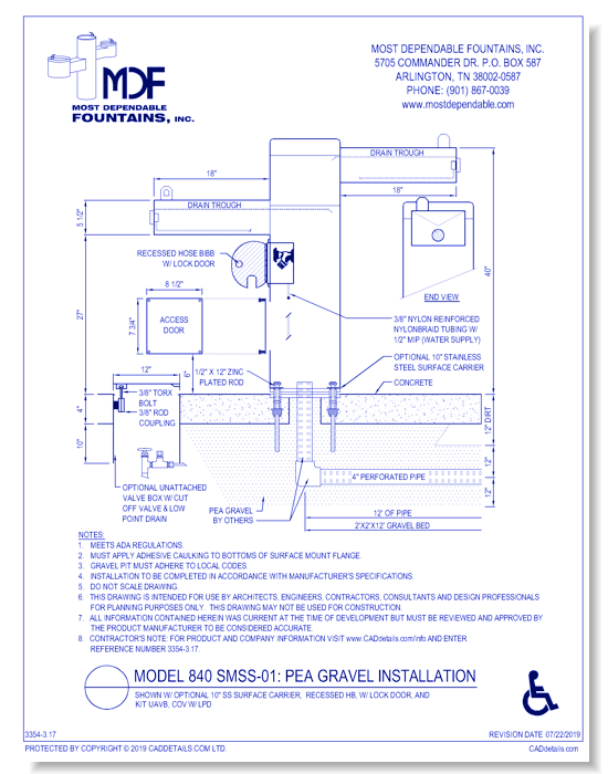 ** 840 SMSS-01** w/ 10 Inch SS Surface Carrier, Recessed HB w/ Lock Door, Kit UAVB, Kit COV w/ LPD