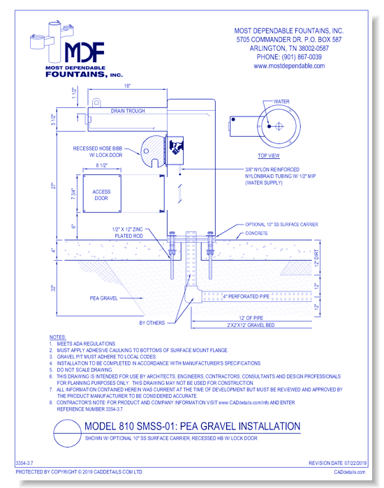** 810 SMSS-01** w/ 10 Inch SS Surface Carrier, Recessed HB w/ Lock Door