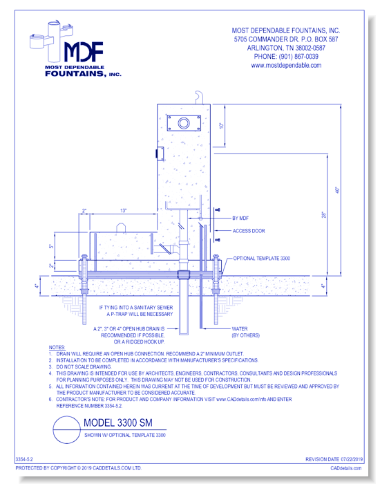 ** 3300 SM** Aggregate Pedestal surface mount fountain with one bowl on top and a pet fountain as standard.* (Shown with optional 3300 SS Surface Carrier-recommended)*