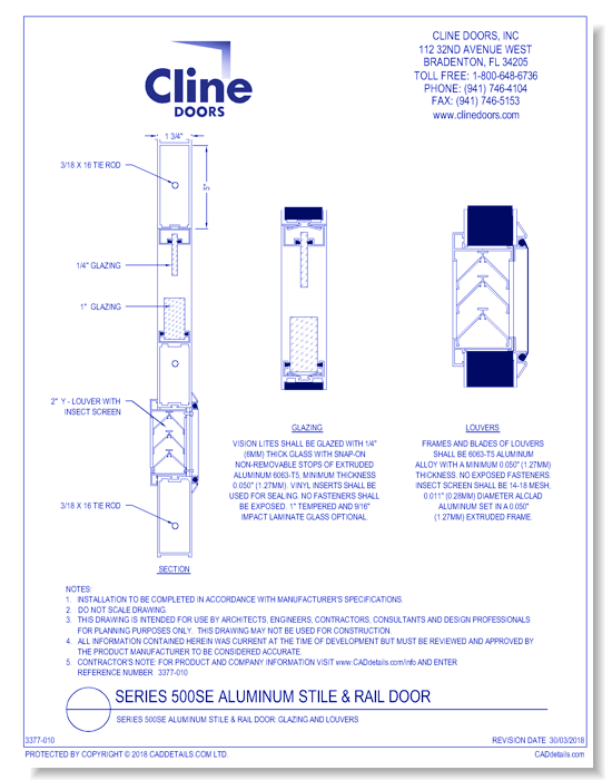 Series 500SE Aluminum Stile & Rail Door: Glazing And Louvers