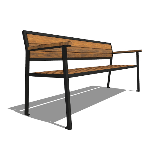Model STE-20-W: Stell Bench, Wood Slats - 6ft