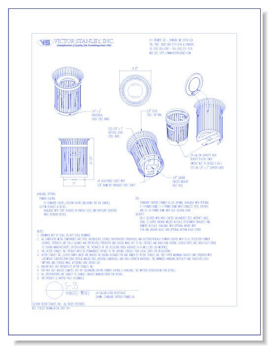 Model S-35: Ironsites® Litter Receptacle, 24 gal (90 L)