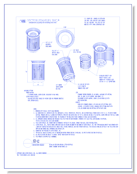 Model SD-42: Ironsites® Side-Door Litter Receptacle, 36 gal (136 L)