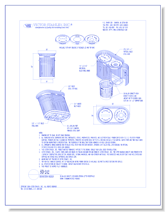 Model SD-242: Ironsites® Side-Door Recycling Station, Two 36 gal (136 L) liners
