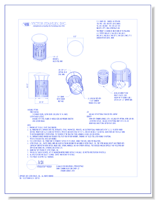 Model A-24: Steelsites™ Side-Door Litter Receptacle, 24 gal (90 L)