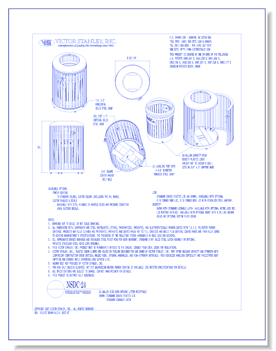 Model NSDC-24: Steelsites™ Side-Door Litter Receptacle, 24 gal (90 L)