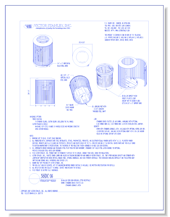 Model NSDC-36: Steelsites™ Side-Door Litter Receptacle, 36 gal (136 L)