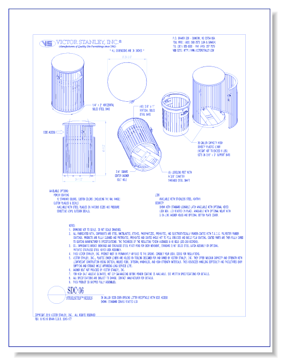 Model SDC-36: Steelsites™ Side-Door Litter Receptacle, 36 gal (136 L)