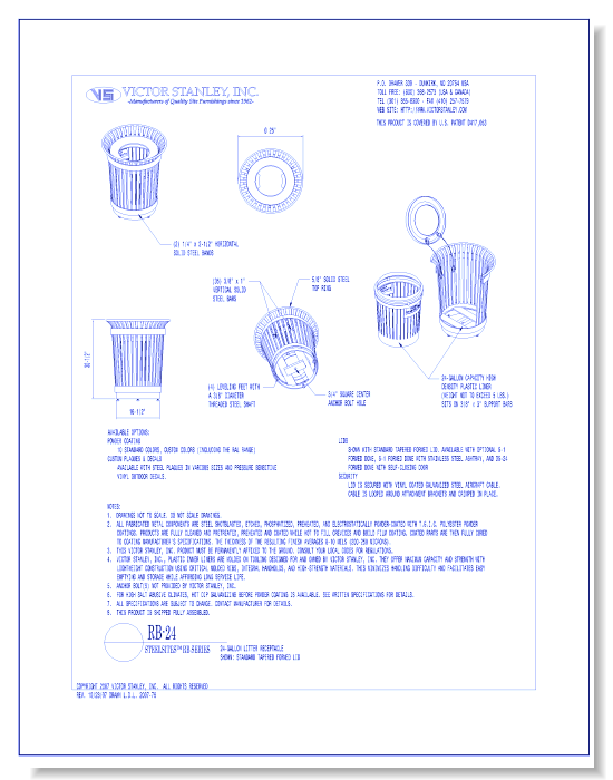 Model RB-24: Steelsites™ RB Litter Receptacle, 24 gal (90 L)