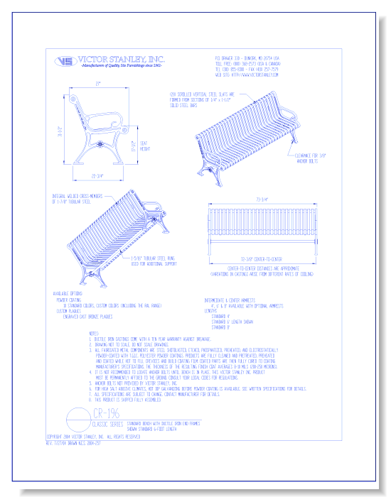 Model CR-196: Classic Bench, Steel Scroll Seating