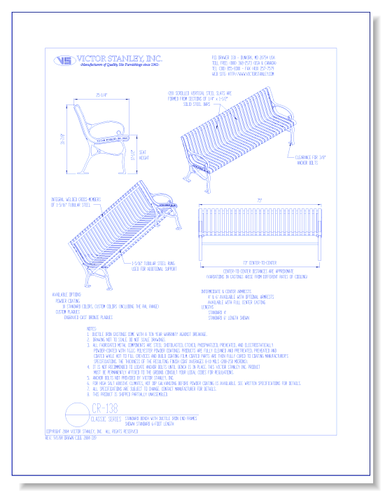 Model CR-138: Classic Bench, Steel Scroll Seating