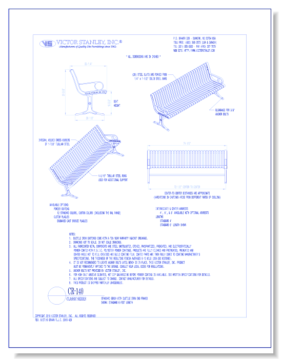 Model CR-140: Classic Bench, Steel Scroll Seating