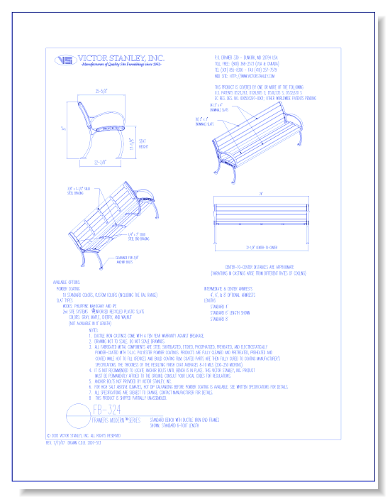 Model FB-324: Framers Modern™ Fullback Bench