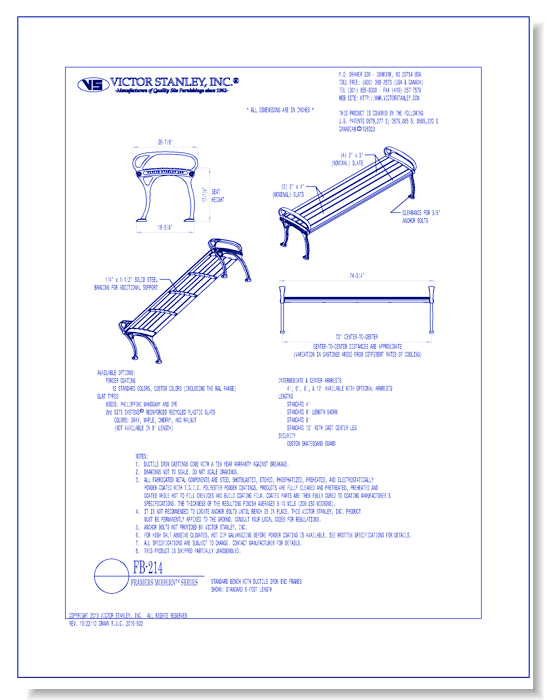 Model FB-214: Framers Modern™ Bench