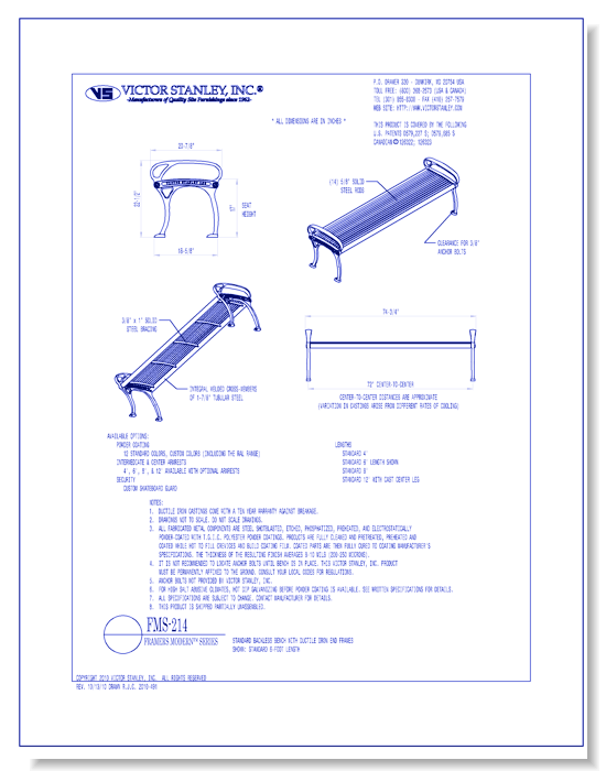Model FMS-214: Framers Modern™ Backless Bench, Steel Rod Seating