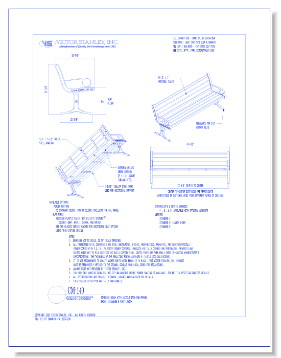 Model CM-140: GreenSites Bench, Recycled Plastic Slats