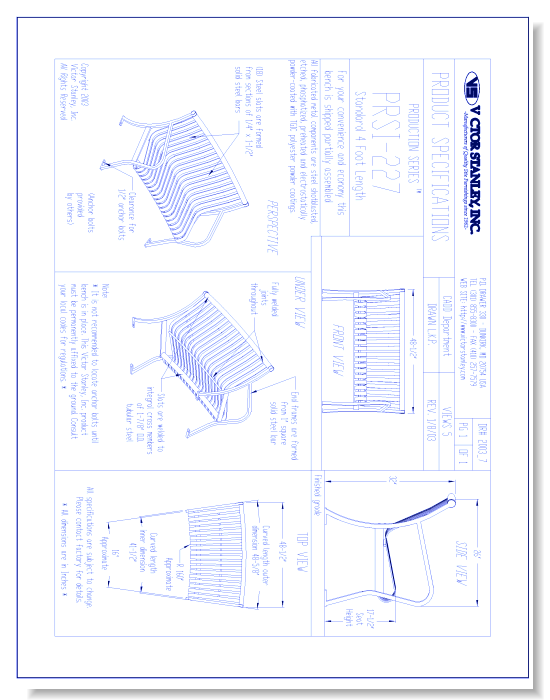 Model PRSI-227: Production Curved Inside-Facing Bench