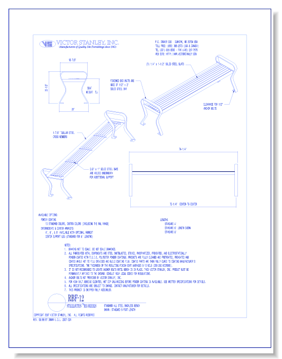 Model RBF-12: Steelsites™ RB Backless Bench