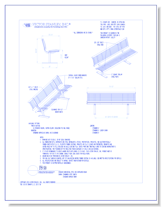 Model FS-50: Streetsites™ Bench, Horizontal Steel Rods