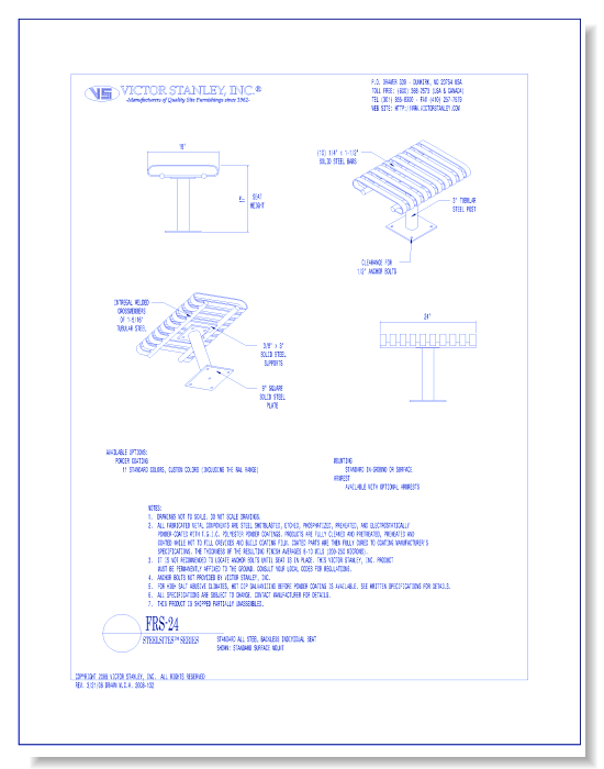 Model FRS-24: Steelsites™ Backless Seat