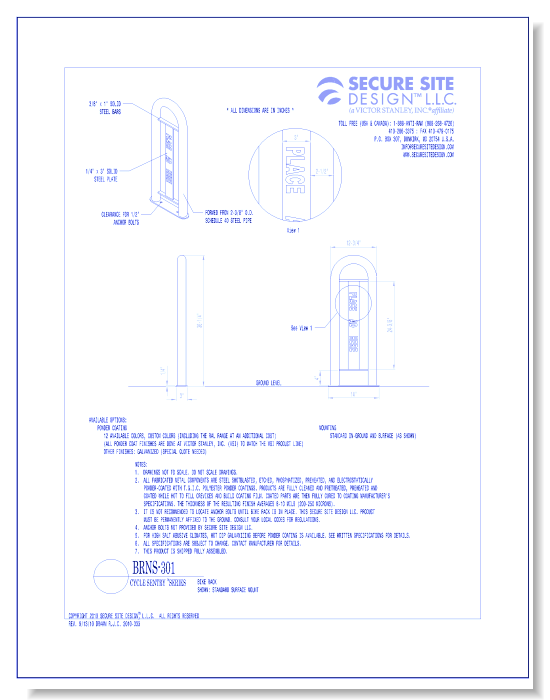 Model BRNS-301: Cycle Sentry™ Bike Rack, Loop with Central Plaque