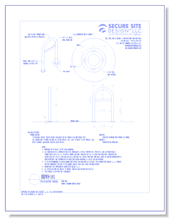 Model BRWS-161: Cycle Sentry™ Bike Rack, Single Loop + Cross Bar
