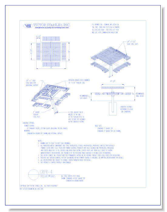 Model CRPR-4: Steelsites™ Center-Post Table