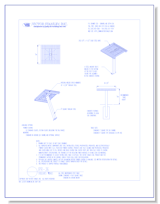 Model IPR-36: Steelsites™ Table