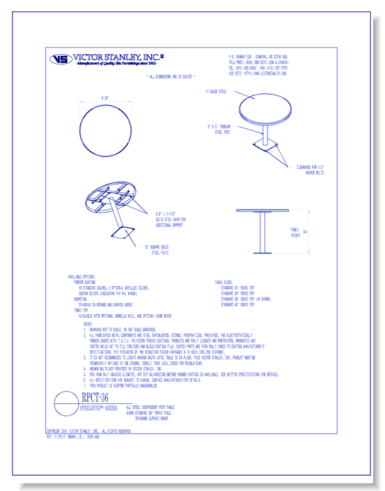 Model RPCT-36: Steelsites™ Table (914 mm) round café table.