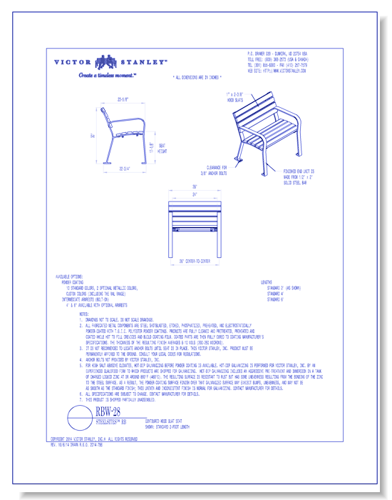 Model RBW-28: Steelsites™ RB Bench, Wood Slats