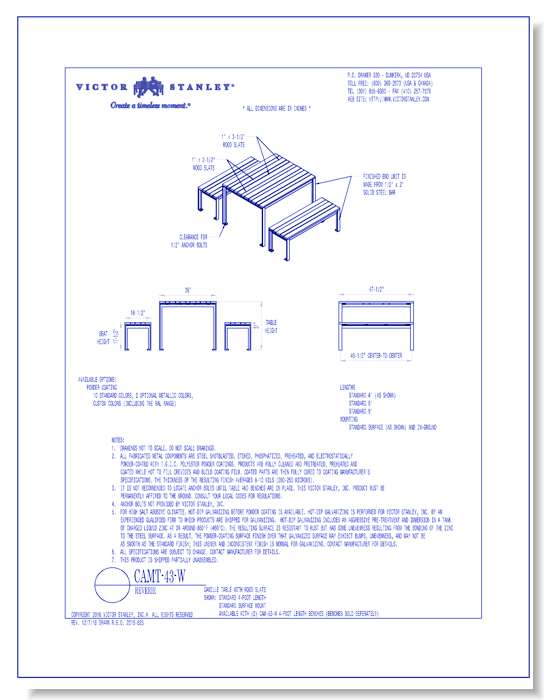 Model CAMT-43: Camille Table 4 x 3 ft (1.2 x .91m)