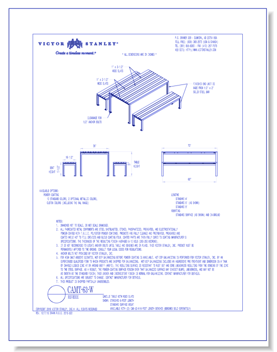 Model CAMT-63: Camille Table 6 x 3 ft (1.8 x .91m)