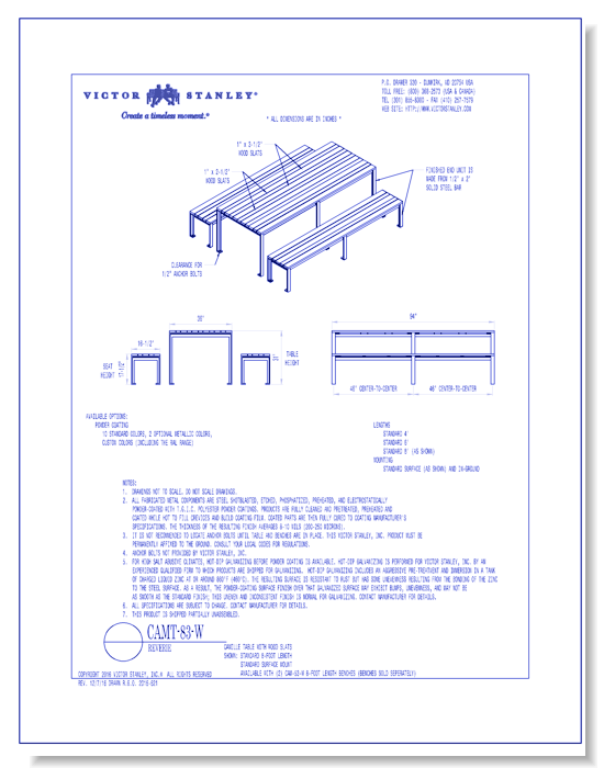 Model CAMT-83: Camille Table 8 x 3 ft (2.4 x .91m)