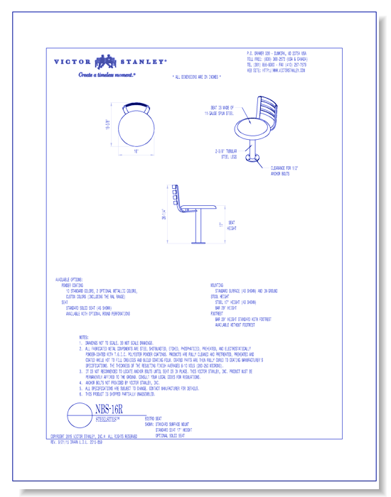 Model NBS-16R: Bistro Seat w/back