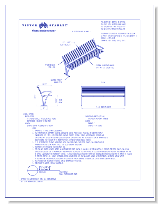 Model FRE-20: Freesia Bench, armrests