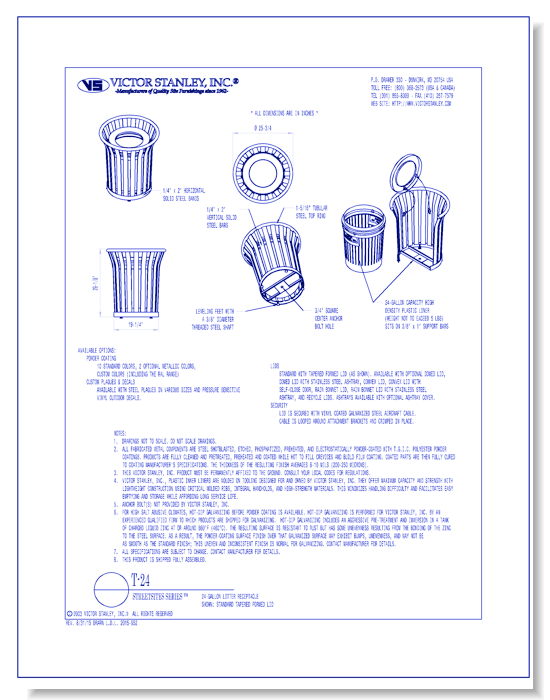 Model T-24: Streetsites™ Litter Receptacle, 24 gal (90 L)