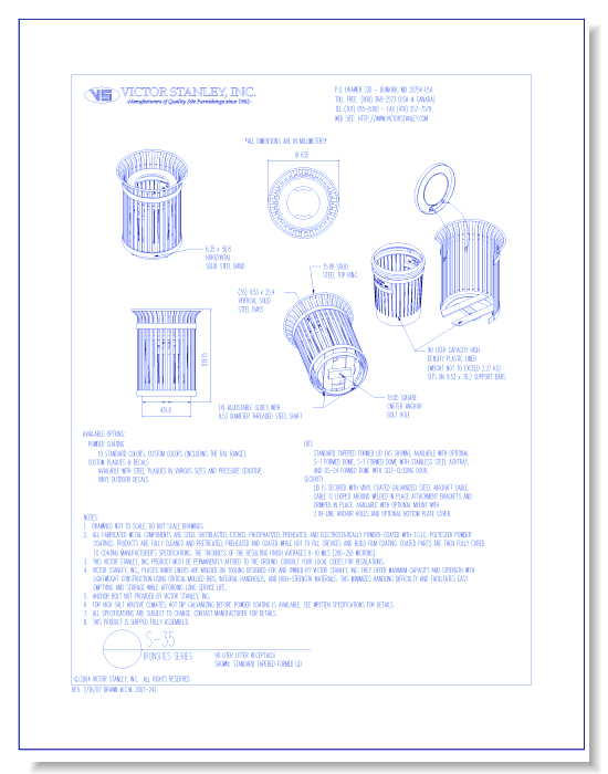 Model S-35: Ironsites® Litter Receptacle, 24 gal (90 L)