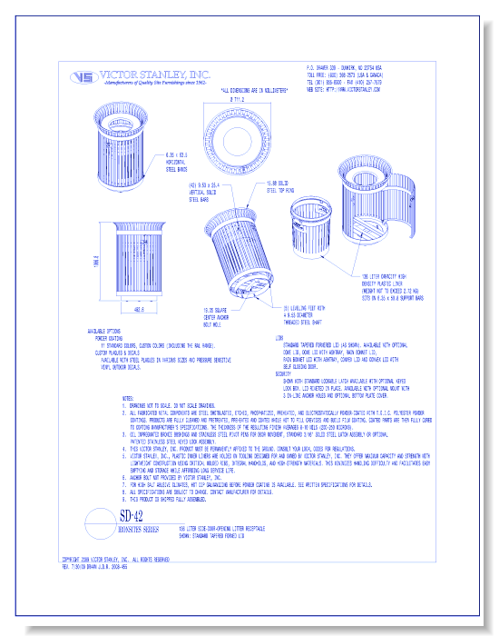 Model SD-42: Ironsites® Side-Door Litter Receptacle, 36 gal (136 L)