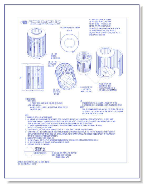 Model NSDC-24: Steelsites™ Side-Door Litter Receptacle, 24 gal (90 L)