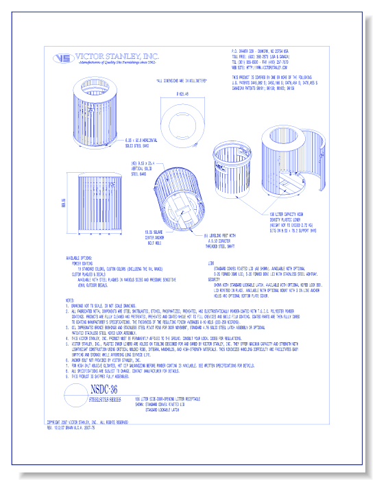 Model NSDC-36: Steelsites™ Side-Door Litter Receptacle, 36 gal (136 L)