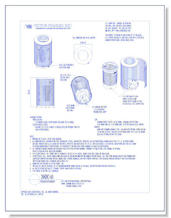 Model NSDC-45: Steelsites™ Side-Door Litter Receptacle, 45 gal (170 L)