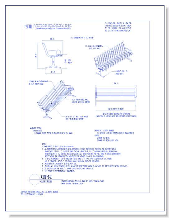 Model CBF-140: Classic Bench, Horizontal Steel Slats