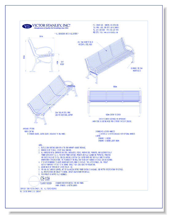 Model CS-138: Classic Bench, Horizontal Steel Rod Seating