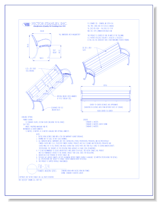 Model FM-324: Framers Modern™ Bench, Wood or Recycled Slats