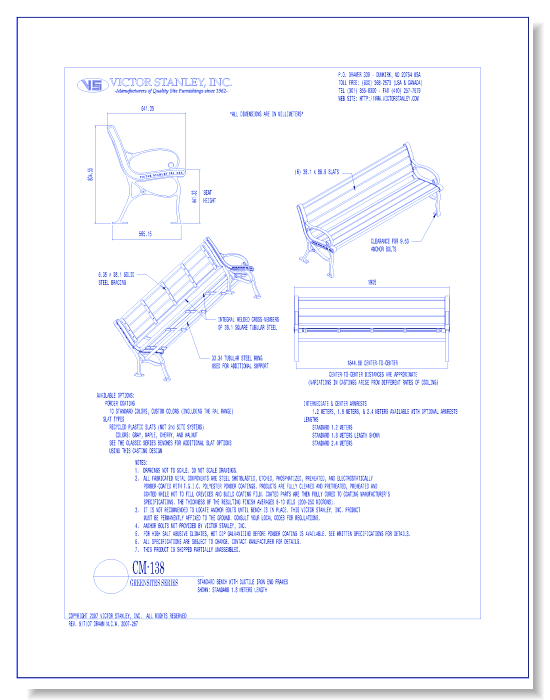 Model CM-138: GreenSites Bench, Recycled Plastic Slats